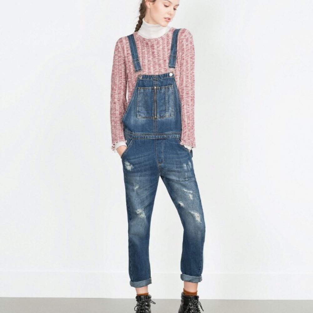Zara Denim distressed overall Size Small